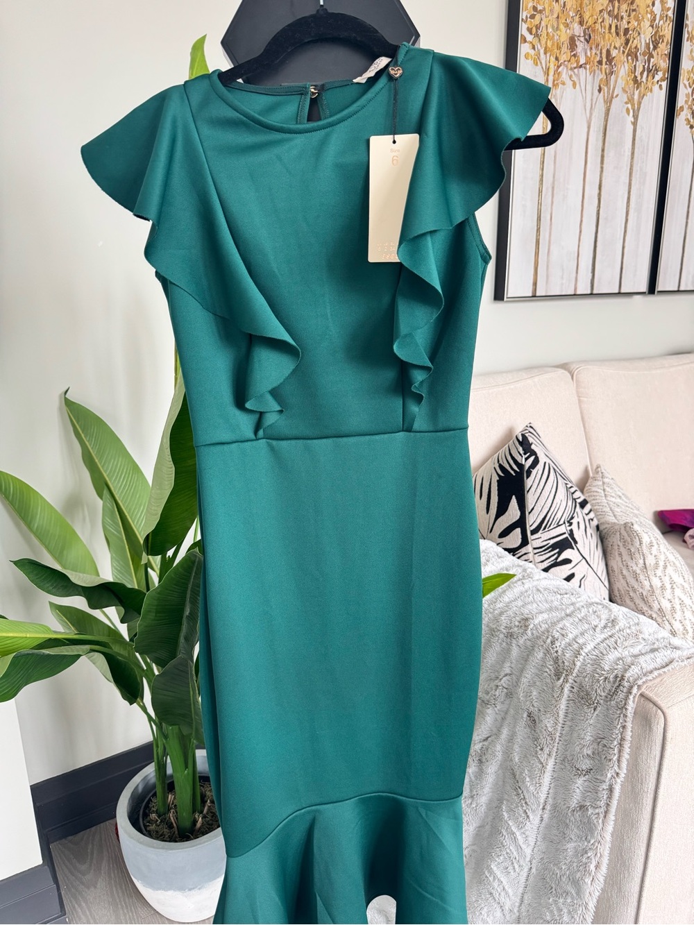 Club L London Teal Ruffle Midi Dress